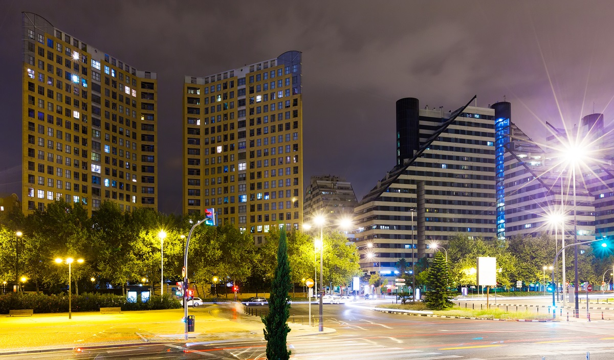 residential district  in night. Valencia, Spain