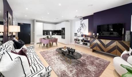 Apartments in Blackwall Reach residential complex in London, UK