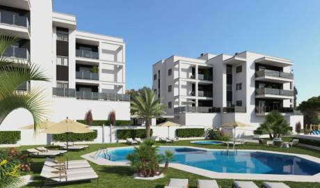 Newly built houses with a communal swimming pool, Valencia, Spain