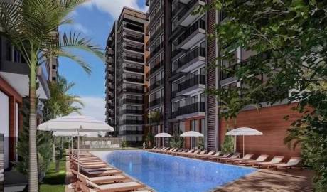 Modern Aksu Altintas apartments with pool and gardens. Antalya