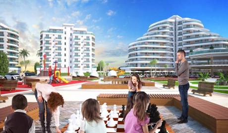 Apartments 3+1 in PARK RESIDENCE (LONG BEACH), Iskele, Famagusta