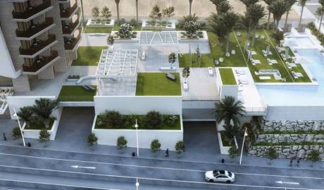 Apartments in a modern design building on the beach promenade in Benidorm, Alicante